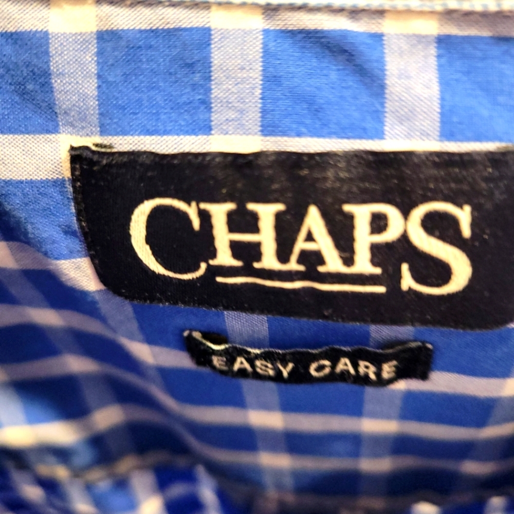 Mens Chaps Plaid Easy Care Button Down Short Sleeve Shirt - Picture 7 of 9